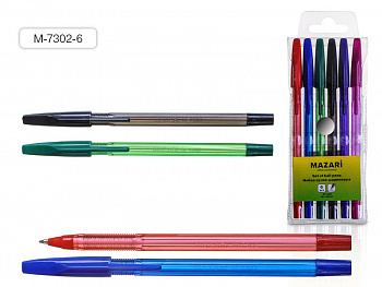 Набор ручек шариковых STYLUS, 6цв., 0.7мм, ПВХ-уп.