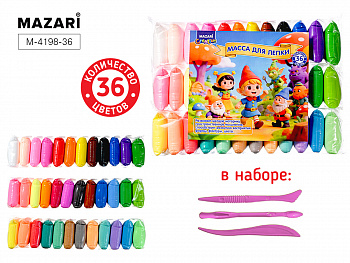 Mасса д/ лепки, 36 цв., стеки 3шт в компл, ОПП-уп.
