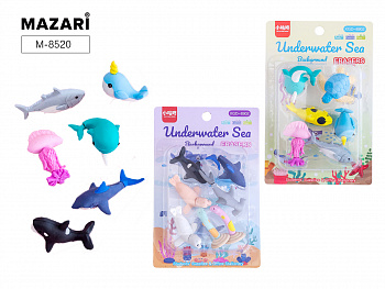 Набор ластиков UNDERWATER SEA, фигурные, 7 шт