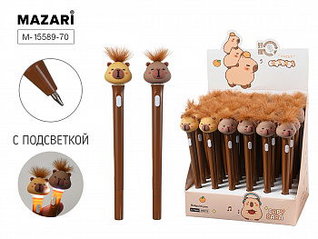 Ручка шариковая CAPYBARA, СИНЯЯ, с подсветкой,0.7м