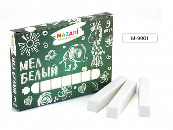 Мел белый, 9шт., карт.коробка