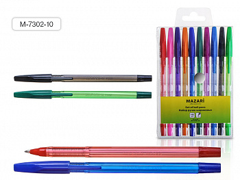 Набор ручек шариковых STYLUS, 10цв.,0.7мм, ПВХ-уп.