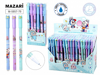 Ручка гел. со стир. черн. ЗУБАСТИК, СИНЯЯ, 0.38мм