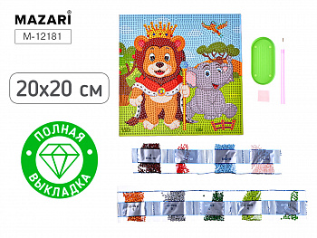 Алмазная мозаика ЛЕВ, 20х20 см, полная выкладка