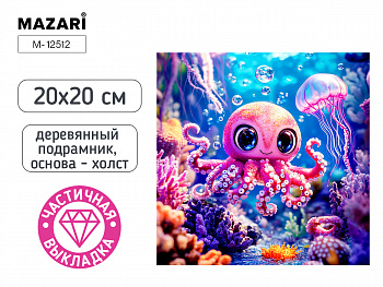 Алмазная мозаика ОСЬМИНОЖКА, 20х20, част.выкладка