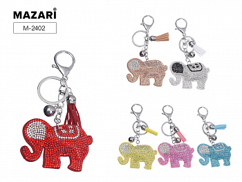 Брелок ELEPHANT, со стразами, асс. 6 цв., ОПП-уп.