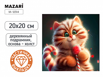 Алмазная мозаика КОТ, 20х20, част.выкладка