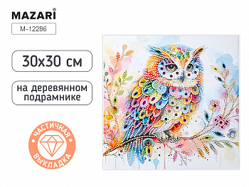 Алмазная мозаика СОВА, 30х30, частичная выкладка